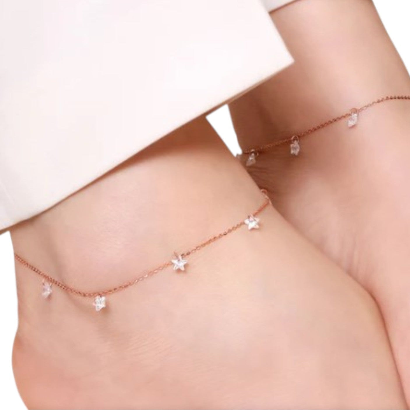 Star Rose Gold Plated 925 Sterling Silver Anklet By Kesardeep Impex For Women